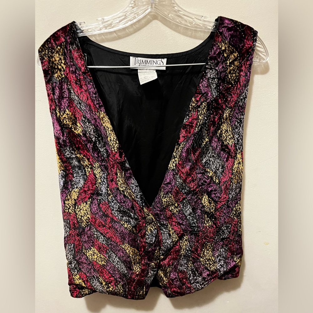 Vintage‎ Trimmings 80’s mixed color velvet style vest sz 4